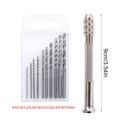 Pin Vise Hand Drill Set with 10Pcs Twist Drill Bits Manual Mini Hand Twist Drill for Resin Jewelry Making Wood Model Tool