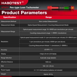 HABOTEST New HT673 Pen-Type Laser Tachometer Non Contact Digital RPM Meter 10-99999RPM Dual RPM&Count Mode Portable Speed Tester