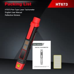 HABOTEST New HT673 Pen-Type Laser Tachometer Non Contact Digital RPM Meter 10-99999RPM Dual RPM&Count Mode Portable Speed Tester