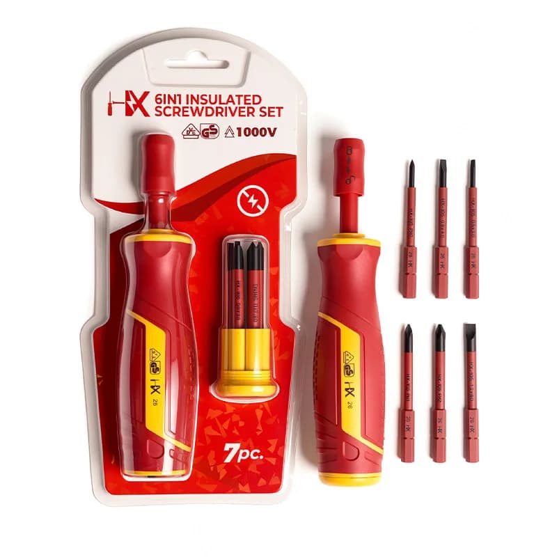 6 in 1 VDE Insulated Screwdriver Bit Set Quick‑Change Interchangeable Screwdriver Kit Slotted & Phillips Insulated Screwdriver