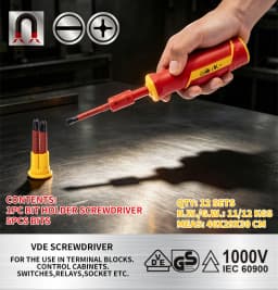 6 in 1 VDE Insulated Screwdriver Bit Set Quick‑Change Interchangeable Screwdriver Kit Slotted & Phillips Insulated Screwdriver