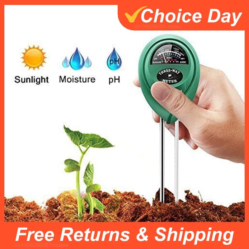 3 in 1 Soil PH Meter Sunlight PH Tester Garden Flowers Soil Moisture Sensor Meter Plants Acidity Humidity PH Monitor Detector