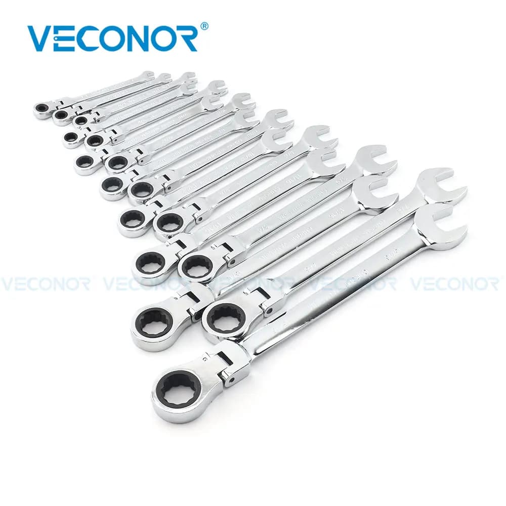 1/4-15/16 Inch 1-Piece Imperial Size Ratchet Wrench Set of Keys Spanner Flexible Head Universal Hand Tools Car Repair Tool