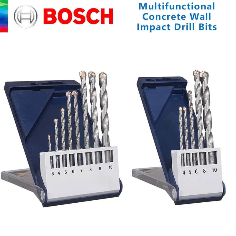 Bosch Original 5Pcs Multifunctional Impact Drill Bits Home Concrete Brick Wall Drilling Triangle Shank 8Pcs Masonry Bit Set
