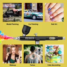 Neoeco 30PSI Airbrush Kit, Dual-Action Multi-Function Portable Airbrush Set Noise-reducing Compressor for Painting Cake Model