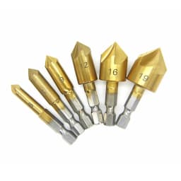 3/6pcs Countersink Drill Bit Set 1/4'' Hex Shank HSS 5 Flute Countersink 90 Degree Wood Chamfering Cutter 6mm-19mm Wood Drilling