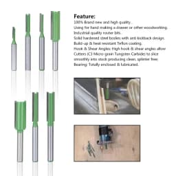 1/4′′ 6mm Shank Single Double Flute Straight Bit Milling Cutter For Wood 6MM Tungsten Carbide Router Bit Woodwork Tool Set