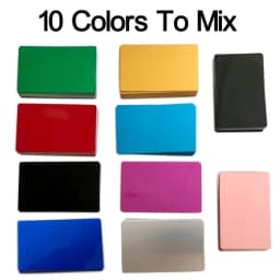 50Pcs Color Metal Business Cards 0.2mm and 0.4mm Thick Engraving DIY Card Office Supplies Aluminum Blank Laser CNC Engraved Card