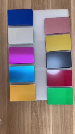 50Pcs Color Metal Business Cards 0.2mm and 0.4mm Thick Engraving DIY Card Office Supplies Aluminum Blank Laser CNC Engraved Card