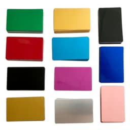 50Pcs Color Metal Business Cards 0.2mm and 0.4mm Thick Engraving DIY Card Office Supplies Aluminum Blank Laser CNC Engraved Card