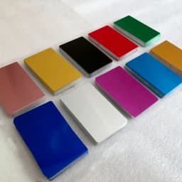 50Pcs Color Metal Business Cards 0.2mm and 0.4mm Thick Engraving DIY Card Office Supplies Aluminum Blank Laser CNC Engraved Card