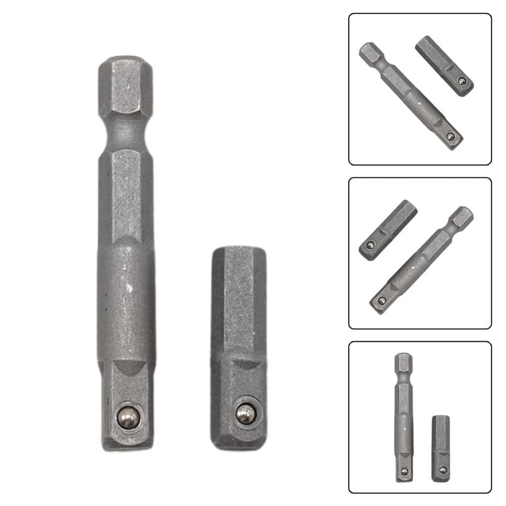 2pcs Impact Socket Adapter 1/4" Hex Shank Drive Extension Rod Wrench Converter For Quick Change Drill Chucks Replacement Tools