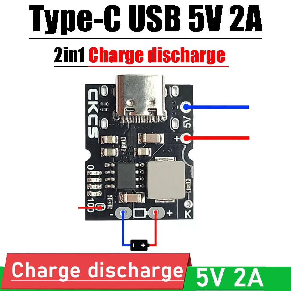 2in1 Type-C USB 5V 2A Charge Discharge Module Charging Protection Board Boost Converter POWER 1S 4.2V 3.7V 18650 Lithium Battery