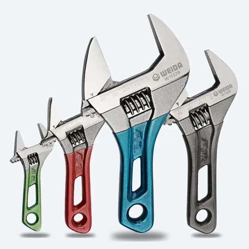 Adjustable Wrench Large Opening Short Handle Mini Monkey Spanner Laser Scale Rubber Wrapped Key Plumbing Pipeline Bathroom Tools