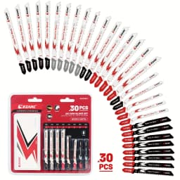 EZARC 30pcs Jigsaw Blades Set with Storage Case, Assorted T-Shank Replacement Jig Saw Blades for Cutting Wood, Plastic and Metal