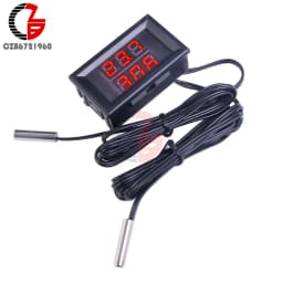 3 Digit 0.28 Inch DC 4V-28V Dual Thermometer Dual LED Display NTC Waterproof Sensor Thermal Thermo Meter 5V 12V 24V Tem Tester