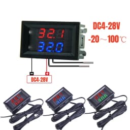 3 Digit 0.28 Inch DC 4V-28V Dual Thermometer Dual LED Display NTC Waterproof Sensor Thermal Thermo Meter 5V 12V 24V Tem Tester