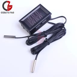 3 Digit 0.28 Inch DC 4V-28V Dual Thermometer Dual LED Display NTC Waterproof Sensor Thermal Thermo Meter 5V 12V 24V Tem Tester