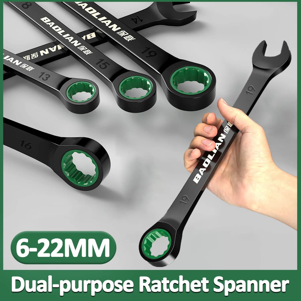 6-19MM Open-end Dual-purpose Ratchet Spanner Combination Ratcheting Wrench Universal Spanners Bicycle Motorcycle Car Repair Tool