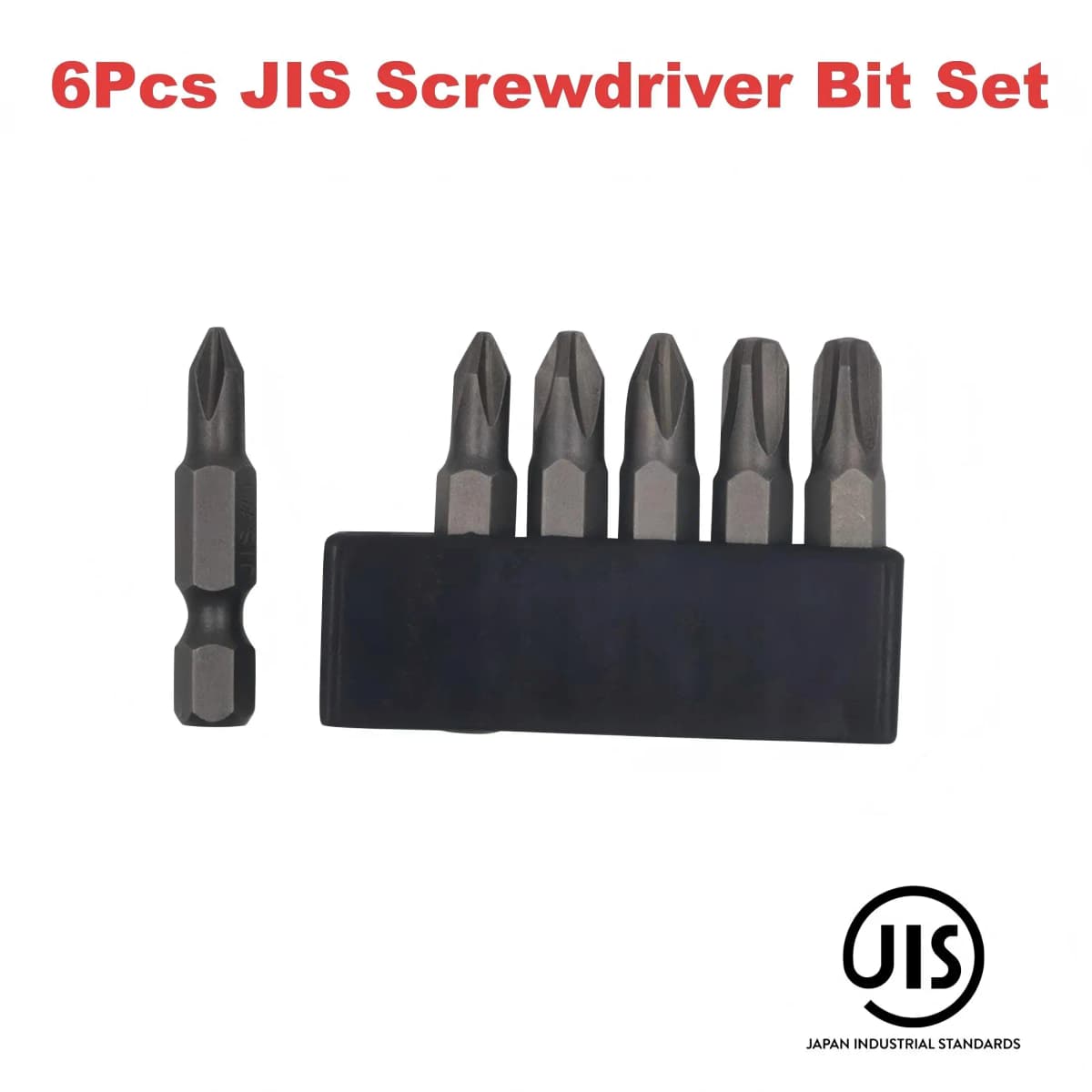 6Pcs 35mm JIS Screwdriver Bit Set with Magnetic Tip, 1/4 Hex Shank, S2 Alloy Steel & 6-Slot Storage Strip – Perfect for Japanese