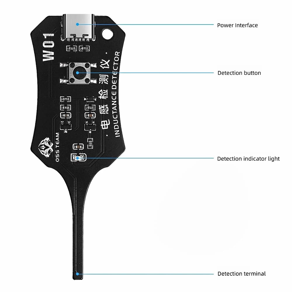 OSS W01 Inductance Detector Precision Motherboard Electromagnetic Induction for Mobile phone Check Inductor Detector Repair tool