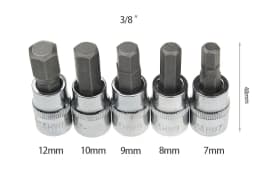 Ninth World 13PCS Allen Key Ratchet Wrench 1/4"3/8"1/2 "Drive Chrome Vanadium Mirror Polished Sockets CRV Steel Bits Garage Tool