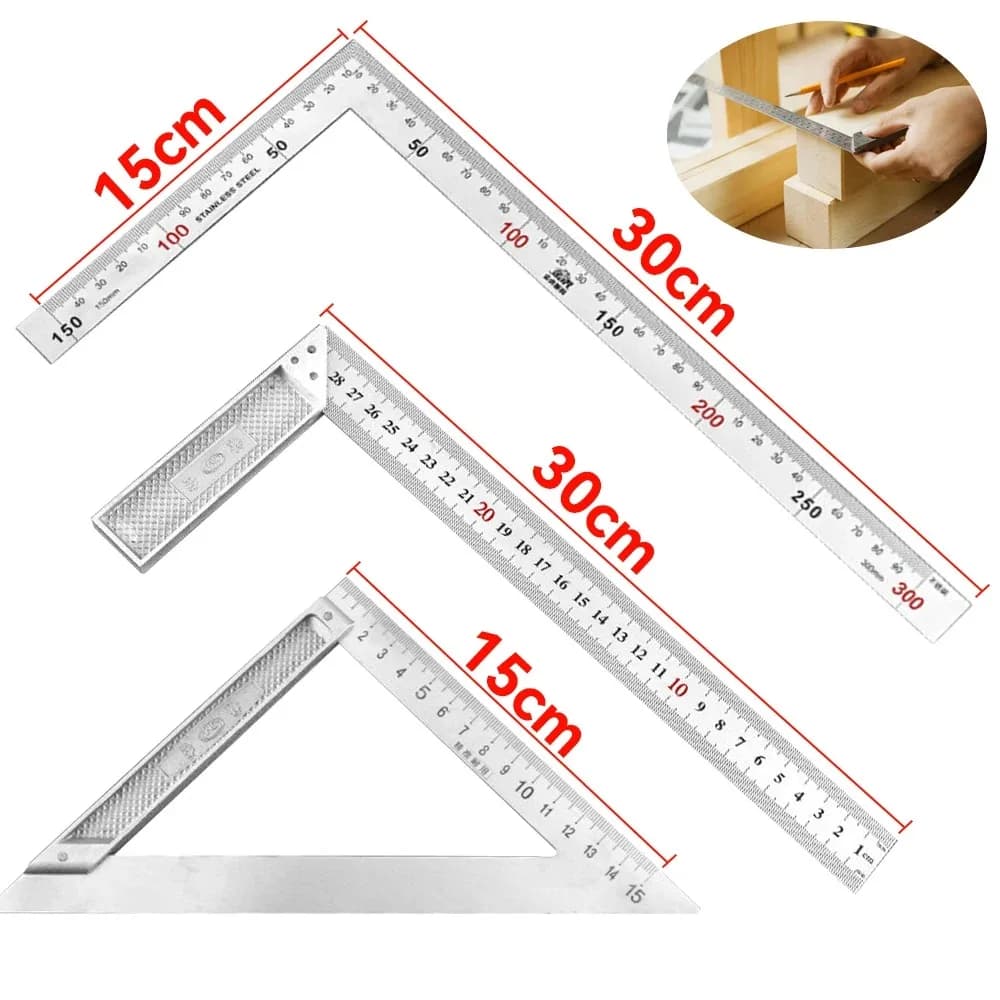 Aluminum Alloy Square Ruler Right Angle 90 Turning Ruler Woodworking Ruler Steel Turning Ruler Measuring Tools Gauge