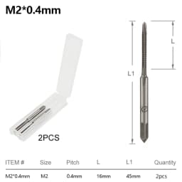 CMCP 2pcs M2 M3 M4 M5 M6 M7 M8 M10 M12 M14 M16 HSS Screw Tap Drill Bit Set Metric Thread Tap Straight Flute Plug Tap Hand Tools