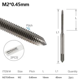 CMCP 2pcs M2 M3 M4 M5 M6 M7 M8 M10 M12 M14 M16 HSS Screw Tap Drill Bit Set Metric Thread Tap Straight Flute Plug Tap Hand Tools