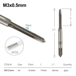 CMCP 2pcs M2 M3 M4 M5 M6 M7 M8 M10 M12 M14 M16 HSS Screw Tap Drill Bit Set Metric Thread Tap Straight Flute Plug Tap Hand Tools