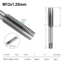 CMCP 2pcs M2 M3 M4 M5 M6 M7 M8 M10 M12 M14 M16 HSS Screw Tap Drill Bit Set Metric Thread Tap Straight Flute Plug Tap Hand Tools