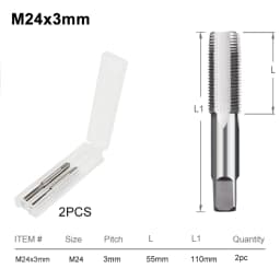 CMCP 2pcs M2 M3 M4 M5 M6 M7 M8 M10 M12 M14 M16 HSS Screw Tap Drill Bit Set Metric Thread Tap Straight Flute Plug Tap Hand Tools
