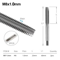 CMCP 2pcs M2 M3 M4 M5 M6 M7 M8 M10 M12 M14 M16 HSS Screw Tap Drill Bit Set Metric Thread Tap Straight Flute Plug Tap Hand Tools