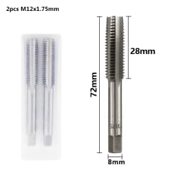 CMCP 2pcs M2 M3 M4 M5 M6 M7 M8 M10 M12 M14 M16 HSS Screw Tap Drill Bit Set Metric Thread Tap Straight Flute Plug Tap Hand Tools
