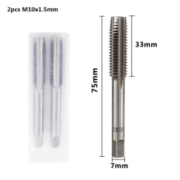 CMCP 2pcs M2 M3 M4 M5 M6 M7 M8 M10 M12 M14 M16 HSS Screw Tap Drill Bit Set Metric Thread Tap Straight Flute Plug Tap Hand Tools