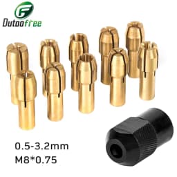 11PCS/lot Mini Drill Brass Collet Chuck for Dremel Rotary Tool 0.5-3.2mm Brass and Nut for Dremel Accessories Set