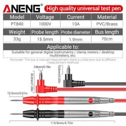 ANENG PT840 1000V 10A Digital Multimeter Probe Universal Test Lead Needle Pin Wire Pen Cable Kit Current Voltmeter Tester Wire