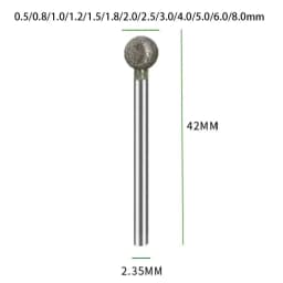 0.5mm-8mm Diamond Round Burring Sanding Drill Bit Grinding Head 2.35mm Shank Carve Precision Carving Tool Electric Grinder Parts