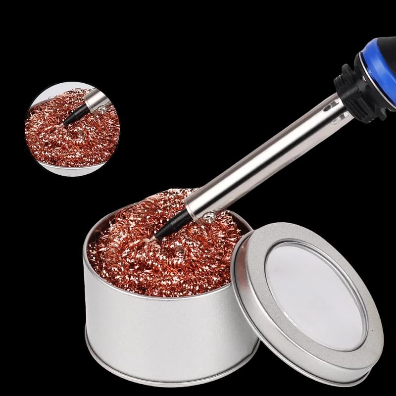 Desoldering Cleaning Ball Soldering Iron Mesh Filter Cleaning Nozzle Tip Copper Wire Cleaner Ball Metal Dross Box Clean Ball