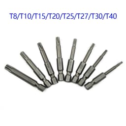 8pcs 50mm 5 Point Torx Drive Bit Set 1/4" Hex Shank Electric Screwdriver Bit Kit T8-T40 Power Tools With Center Hole