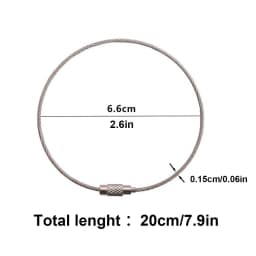 100 Pcs/Pack Stainless Steel Wire Keychains, Cable Key Rings, Heavy Duty Luggage Tags, Loops Tag Keepers, Twist Barrel
