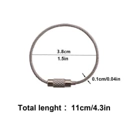 100 Pcs/Pack Stainless Steel Wire Keychains, Cable Key Rings, Heavy Duty Luggage Tags, Loops Tag Keepers, Twist Barrel