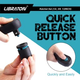 LIBRATON 72-Tooth Ratchet Wrench Quick Release Ratchet Handle Reversible 1/4'' 3/8'' 1/2'' Drive Auto Repair Tool Home DIY Tools