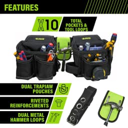 Jakah Tool Belt, Tool Rig, Durable, Premium Tool Belt Organizer Tool Bag with Adjustable Waist Strap Hammer Holder HL047