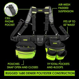 Jakah Tool Belt, Tool Rig, Durable, Premium Tool Belt Organizer Tool Bag with Adjustable Waist Strap Hammer Holder HL047