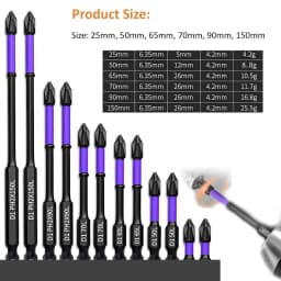 5/12 Pcs Magnetic Screwdriver Bits Non-slip Shockproof Phillips Impact Bits Hex Shank Alloy Steel Bits Suitable for Power Tools