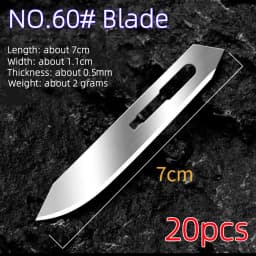 20Pcs Sharp No. 60 Industrial Surgical Blades High Carbon Steel Handicraft Outdoor Enthusiasts Individually Packaged