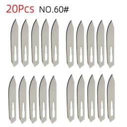 20Pcs Sharp No. 60 Industrial Surgical Blades High Carbon Steel Handicraft Outdoor Enthusiasts Individually Packaged
