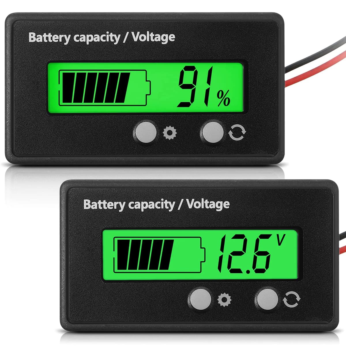 DC 12V 24V 36V 48V 60V 72V Golf Cart Battery Gauge with Alarm, Front Setting and On/Off Button Battery Capacity Meter Indicator