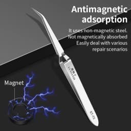 LUXIANZI Stainless Steel Reverse Tweezers Anti-Static Industrial Tweezers Acid Resistant Non-magnetic Precision Forceps Tools